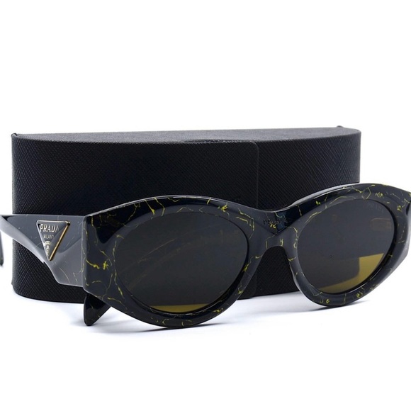 Prada dark yellow brown marble sunglasses PR-20ZS-19D01T - Picture 1 of 6
